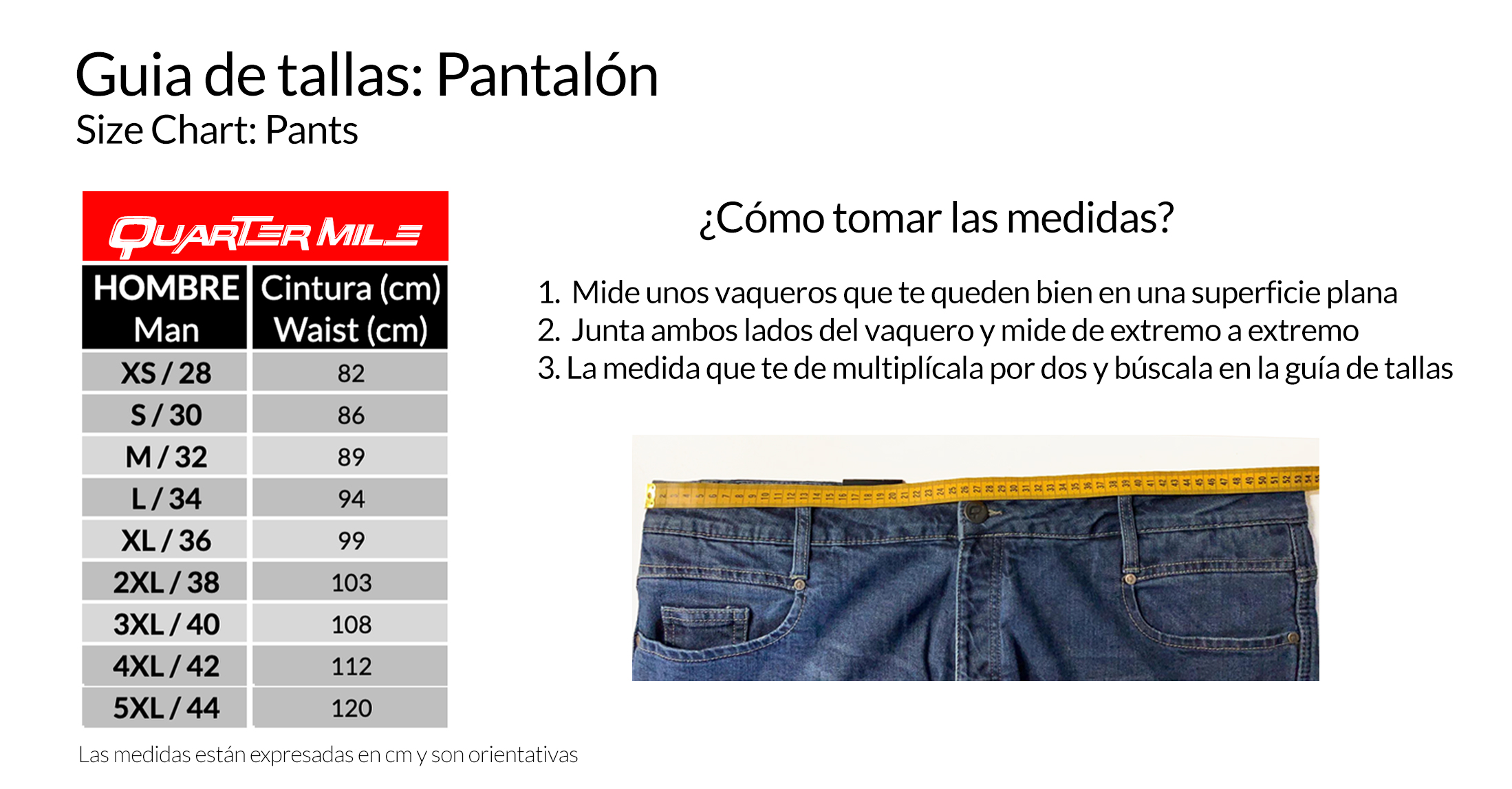 Tallas de pantalon discount de hombre en centimetros